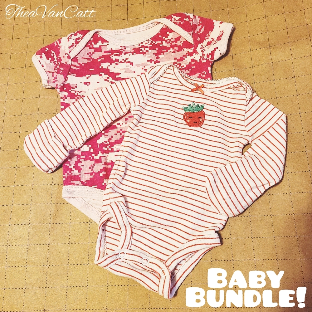 ♡ 2 Piece BABY BUNDLE ♡ Cammo Stripes Strawberries